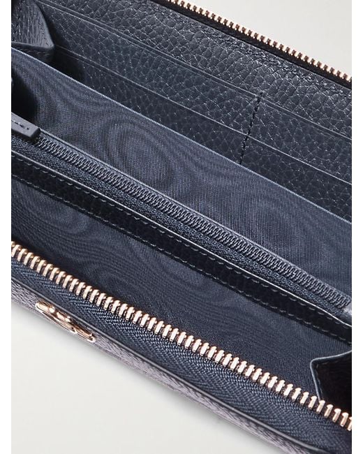 Gucci Blue Gg Marmont Textured-Leather And Printed Coated-Canvas Wallet