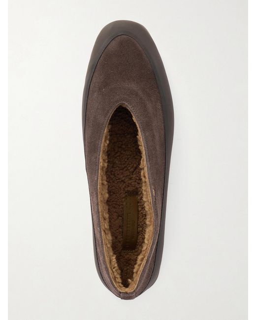 Le Monde Beryl Brown Shearling-Lined Suede Ballet Flats