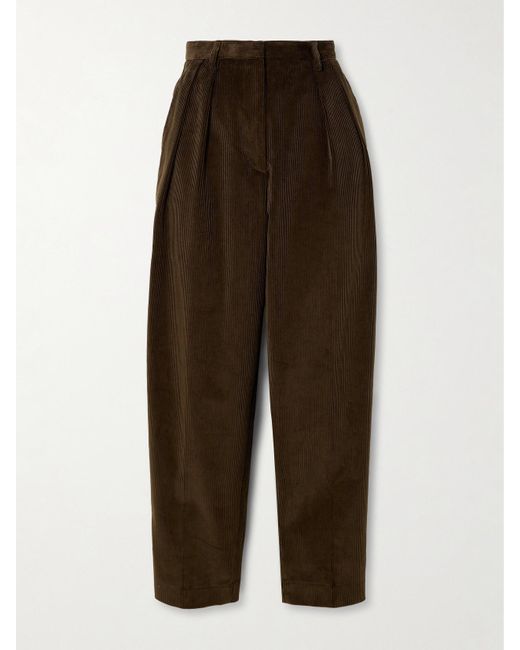Altuzarra Brown Emmett Pleated Cotton-Corduroy Tapered Pants
