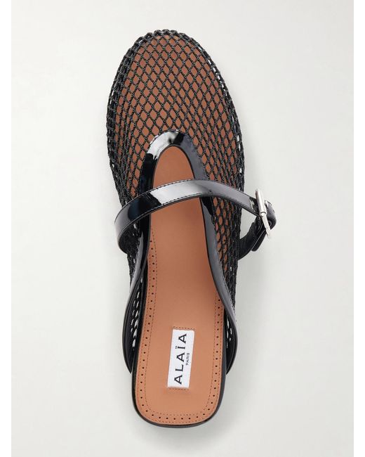 Alaïa White Fishnet Flat Mules