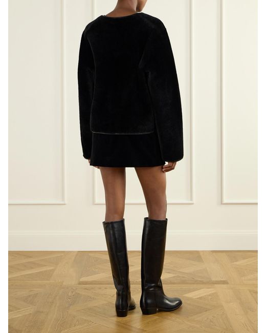 Blazé Milano Black Tatoosh Leather-Trimmed Shearling Jacket