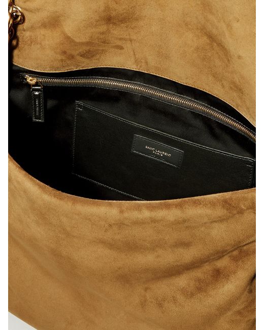 Saint Laurent Natural Jamie 4.3 Schultertasche Aus Gestepptem Veloursleder