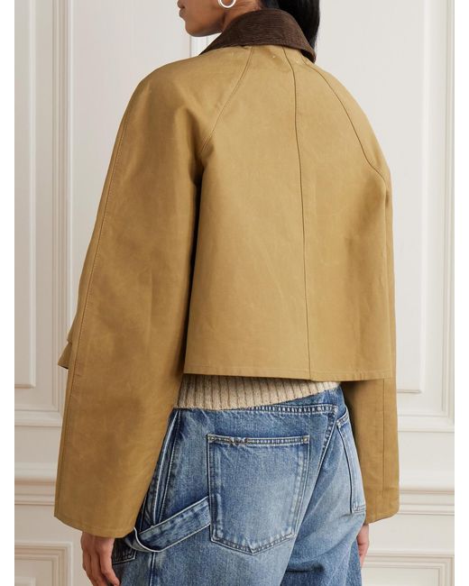 J.W. Anderson Natural Cropped Corduroy-Trimmed Waxed-Cotton Jacket