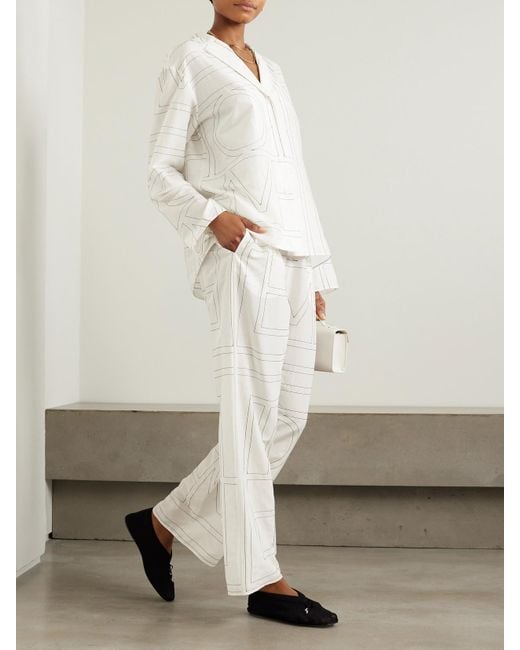 Totême White Embroidered Organic Cotton And Silk-Blend Shirt
