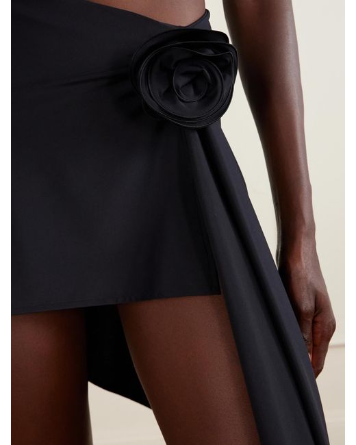 Magda Butrym Black Asymmetric Floral-Appliquéd Stretch-Jersey Coverup
