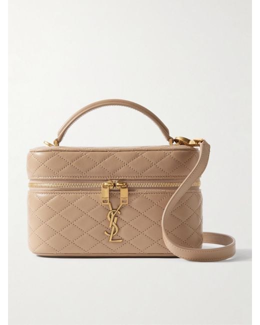 Saint Laurent Metallic Gaby Vanity Mini Quilted Leather Shoulder Bag