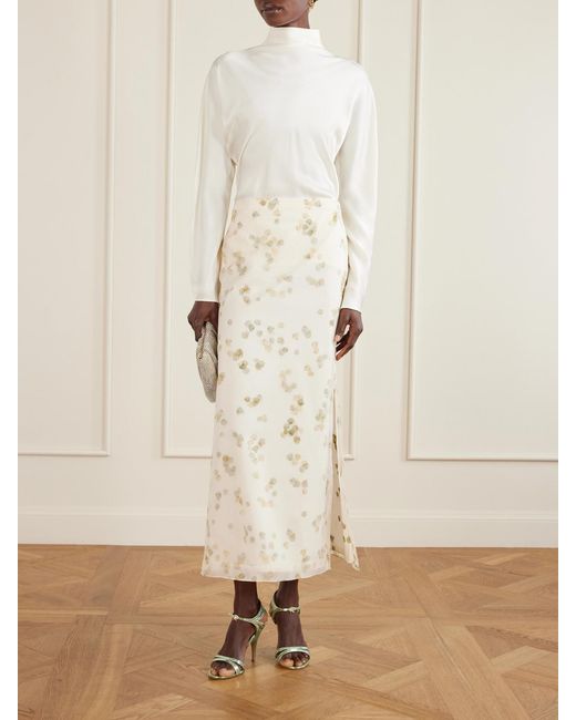 Altuzarra Natural Linnie Printed Cotton-Blend Organza Maxi Skirt