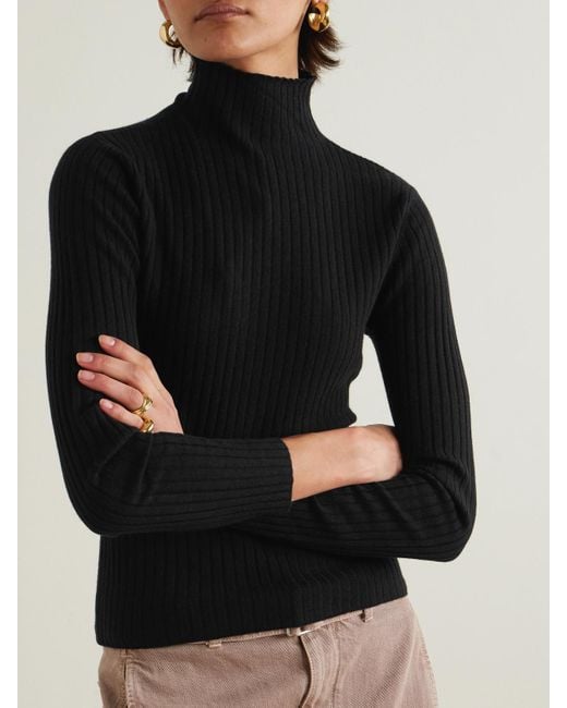 arch4 Black Ariana Ribbed Turtleneck Cashmere Sweater