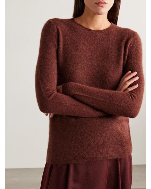 Co. Red Cashmere And Silk-Blend Sweater
