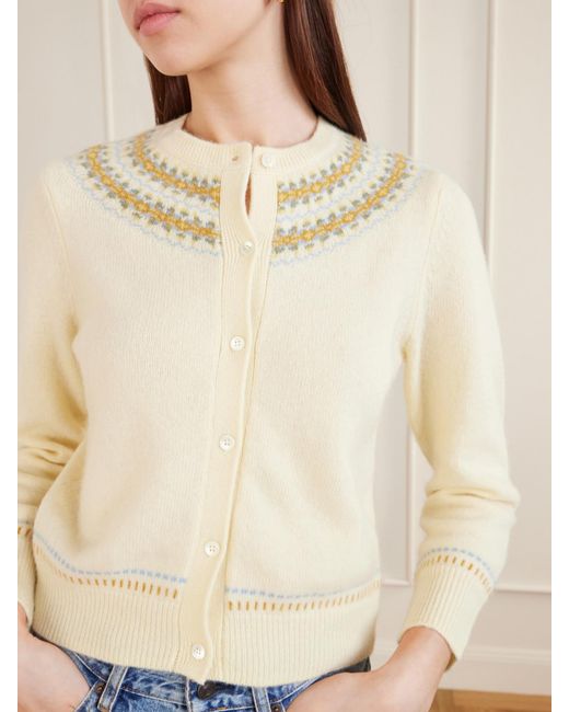 Doen Natural Olympe Jacquard-Knit Wool-Blend Cardigan