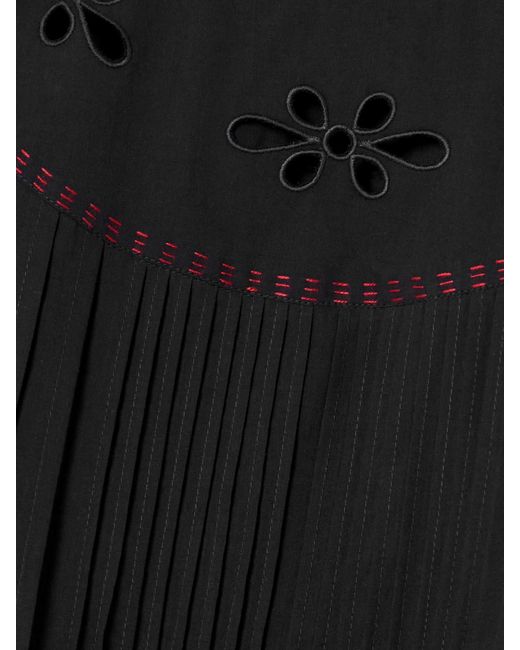 Vita Kin Black Cleo Pintucked Broderie Anglaise Cotton-Batiste Midi Dress