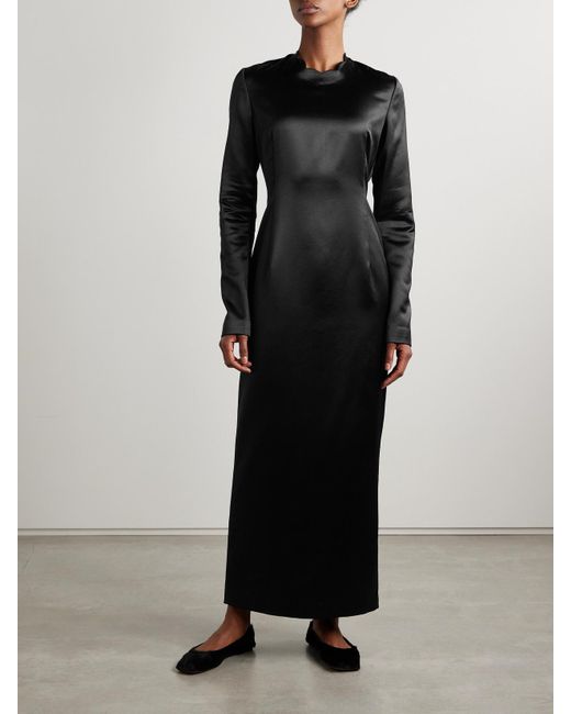 The Row Black Mitzi Silk-Blend Maxi Dress