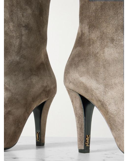 Saint Laurent Brown Jill Suede Ankle Boots