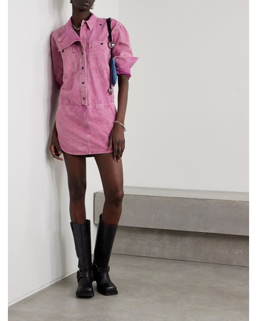 Isabel Marant Pink Ilaya Paneled Denim Mini Dress