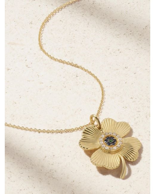 Ileana Makri Natural Lucky Clover Kette Aus 18 Karat Mit Mehreren Steinen
