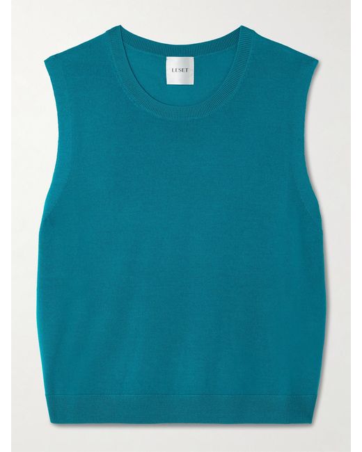 Leset Blue James Merino Wool Tank