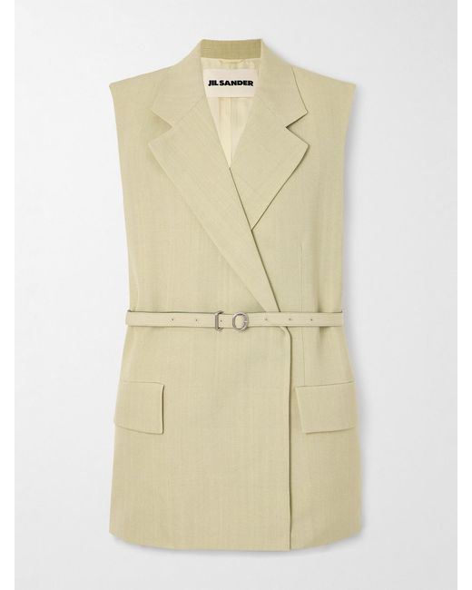 Jil Sander Natural Belted Woven Vest