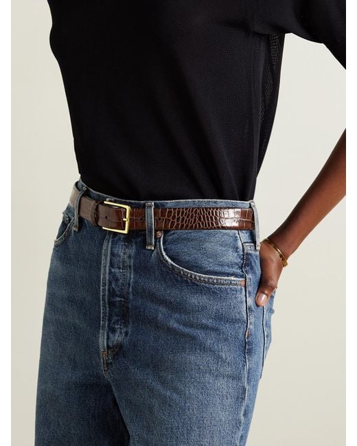 Andersons Brown Croc-Effect Leather Belt