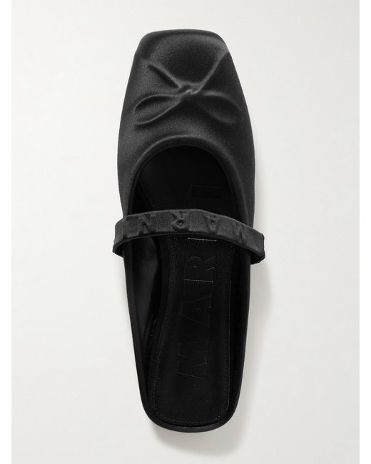 Marni White Sabot Satin Ballet Flats