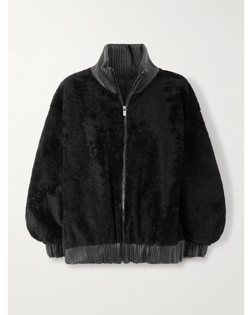 Magda Butrym Black Shearling Bomber Jacket