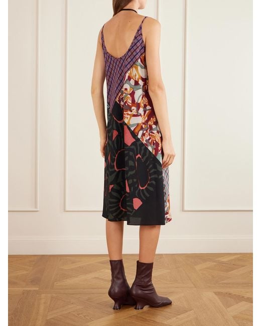 Dries Van Noten White Printed Georgette Midi Dress