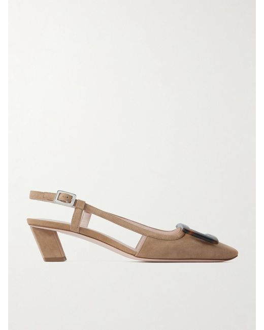 Escarpins À Brides Arrière En Daim Belle Vivier 45 Roger Vivier en coloris Natural