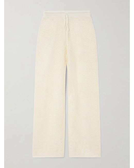 Calle Del Mar Natural Crocheted Wide-Leg Pants
