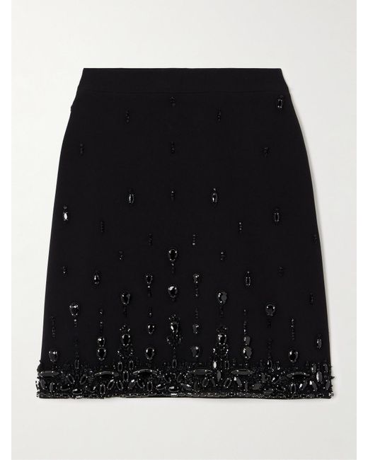 Zuhair Murad Black Embellished Cady Mini Skirt