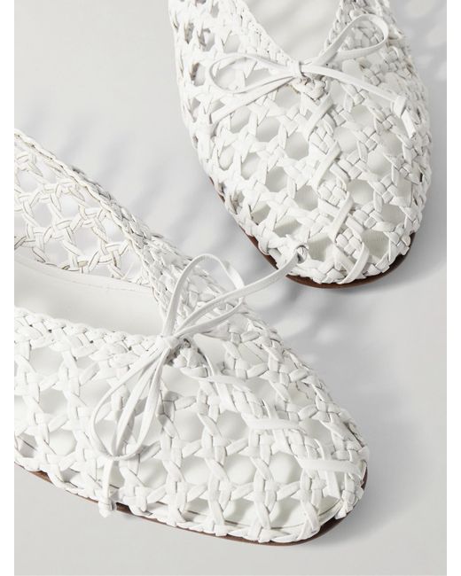 Le Monde Beryl Natural Regency Ballerinas Aus Geflochtenem Leder Mit Schleifen