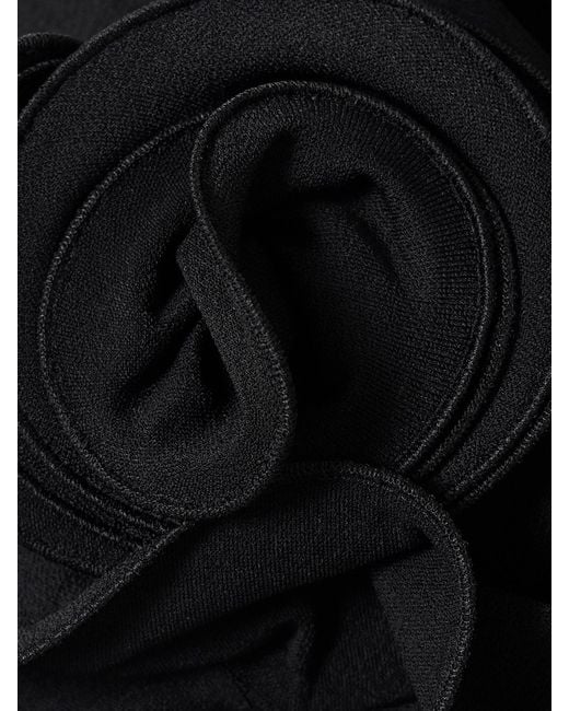 Magda Butrym Black Appliquéd Layered Draped Stretch-Jersey Mini Dress