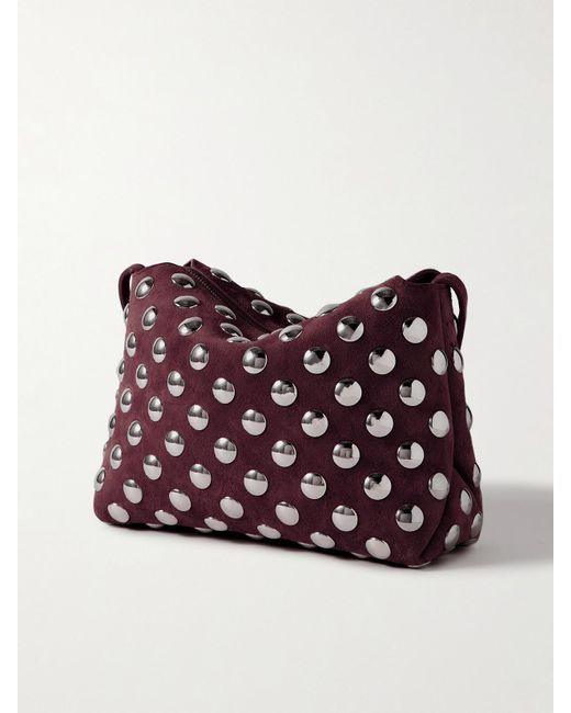 Khaite Purple Lina Mittelgroße Schultertasche Aus Veloursleder Mit Nieten