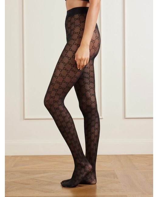 Gucci Black Gg-Monogram Jacquard Tights