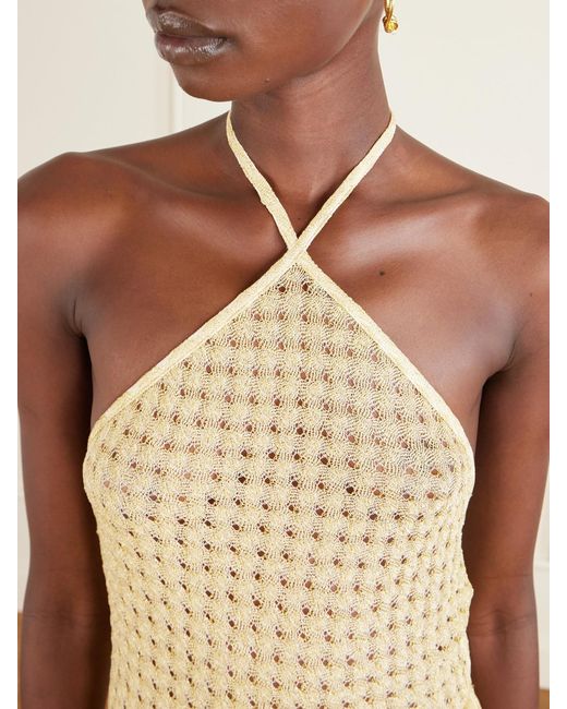 Missoni Natural Mare Cropped Metallic Crochet-Knit Halterneck Top