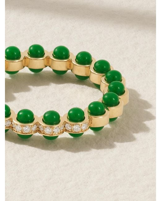 L'Atelier Nawbar Green Atoms 18-Karat Diamond And Enamel Ring