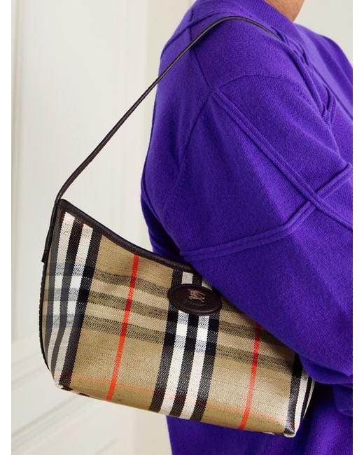 Burberry Multicolor Schultertasche Aus Kariertem Canvas Mit Lederbesätzen