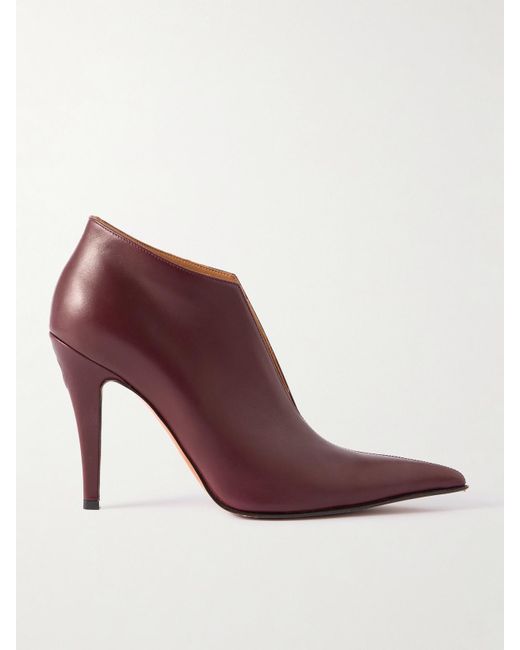 Alexander McQueen Purple Leather Ankle Boots