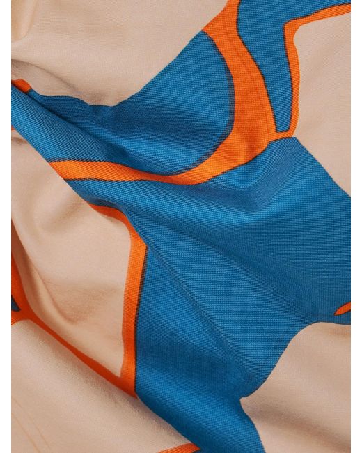 LaDoubleJ Blue Mother Lela Ruched Printed Cotton-Blend Jersey Midi Dress