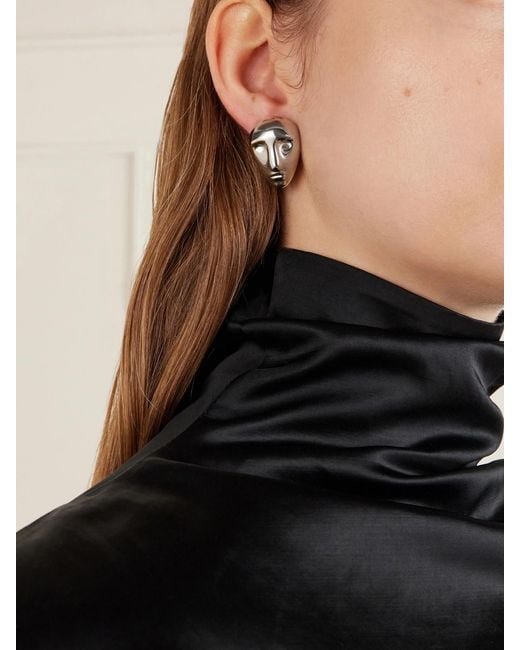 Khaite Metallic Visage-Tone Earrings