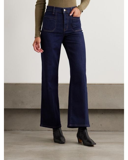 FRAME Blue Le Slim Palazzo Modernist Pocket Hoch Sitzende Jeans Mit Weitem Bein