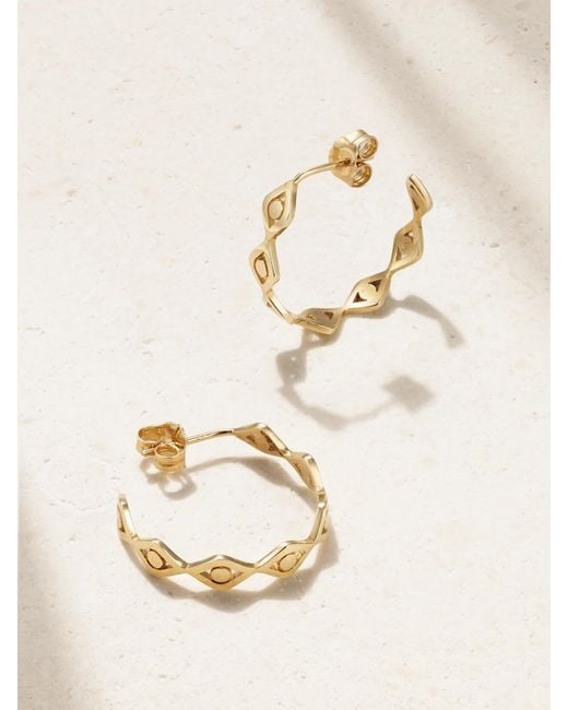 Sydney Evan Natural Medium Evil Eye 14-Karat Hoop Earrings
