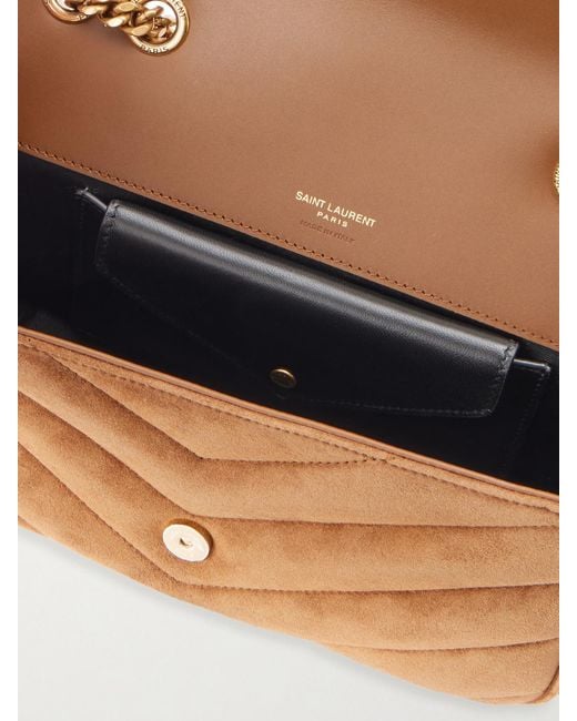 Saint Laurent Brown Lou Lou Small Suede Leather Shoulder Bag