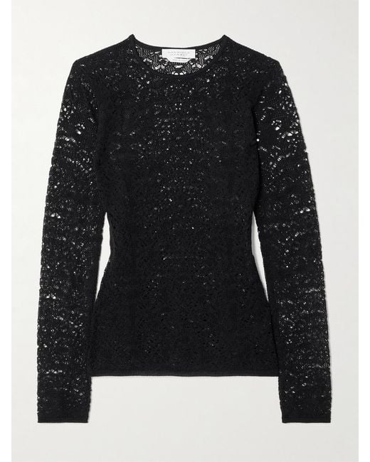 Gabriela Hearst Black Evander Open-Knit Wool And Cashmere-Blend Top