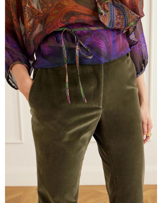 LaDoubleJ Green Velvet Straight-Leg Pants