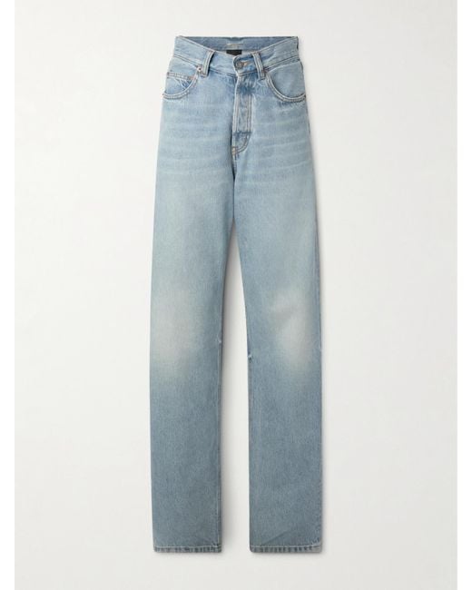 Saint Laurent Blue Hoch Sitzende Jeans Mit Weitem Bein