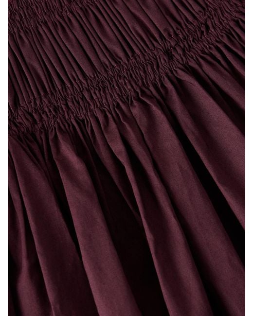 Matteau Purple Shirred Organic Cotton-Poplin Midi Dress