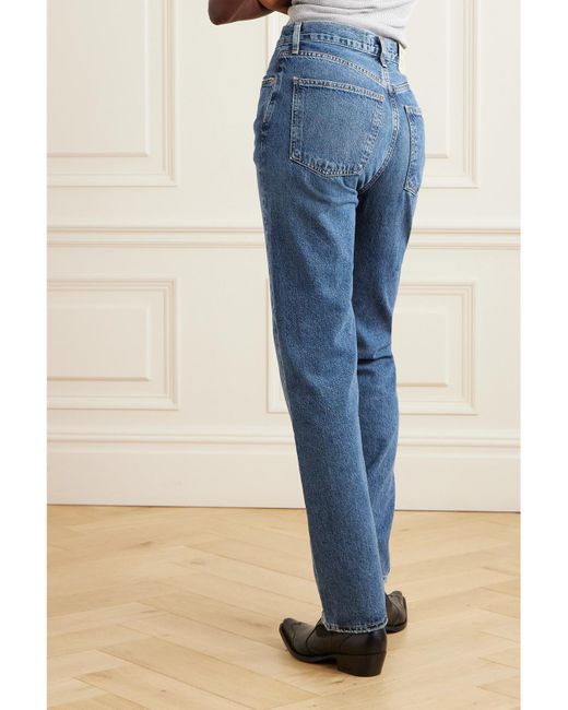 Agolde Blue Net Sustain 90's Pinch Waist Long High-Rise Straight-Leg Organic Jeans