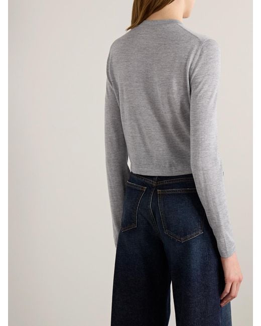 Khaite Gray Brieta Merino Wool Cardigan