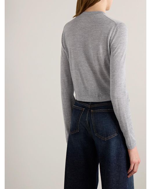 Khaite Gray Brieta Merino Wool Cardigan