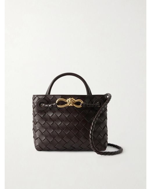 Bottega Veneta Black Mini Andiamo Intrecciato Leather Tote