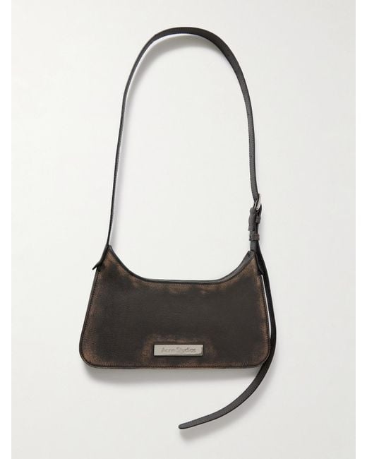 Acne White Platt Mini Schultertasche Aus Strukturiertem Leder Mit Verzierungen